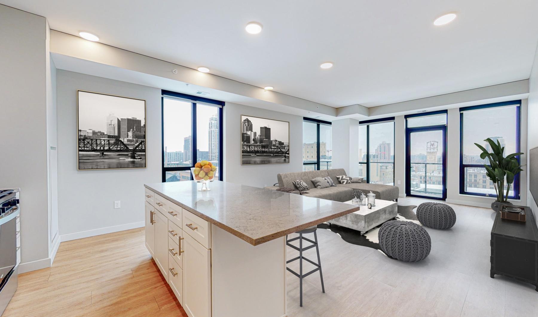 The essence of exceptional living a modern looking living room with a large glass table and a large window